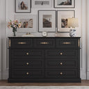 9-Drawer Dresser with Gold Knobs – Wide Bedroom Storage Chest