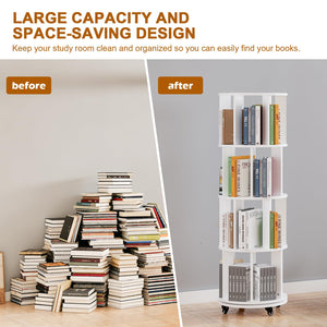 Rotating Bookshelf Tower with Wheels