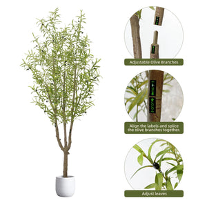 7FT Artificial Olive Tree with Natural Wood Trunk