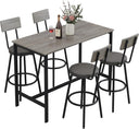 5-Piece Bar Table Set with 4 Upholstered Stools