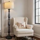 Vintage Resin Floor Lamp with Linen Shade