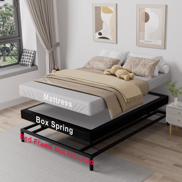 5-Inch Low Profile Box Spring with Fabric Cover & Heavy Duty Metal Frame