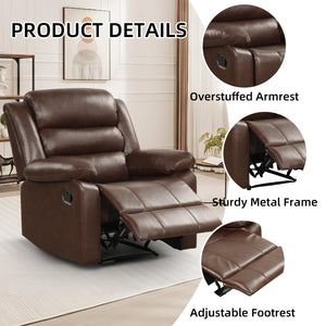 Manual Recliner Chair with Overstuffed Arms & Padded Back