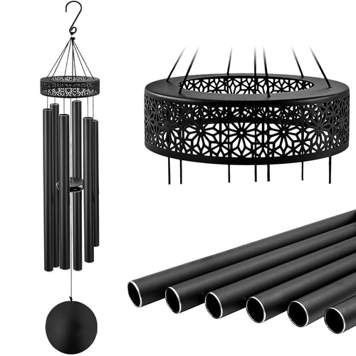 ASTARIN 48'' Wind Chimes for Outside Deep Tone - Large Windchimes with 6 Heavy Tubes, Outdoor Memorial Chimes Outdoor for Garden Hanging Décor,Sympathy Gifts，Black