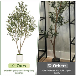 Artificial Olive Tree with White Planter