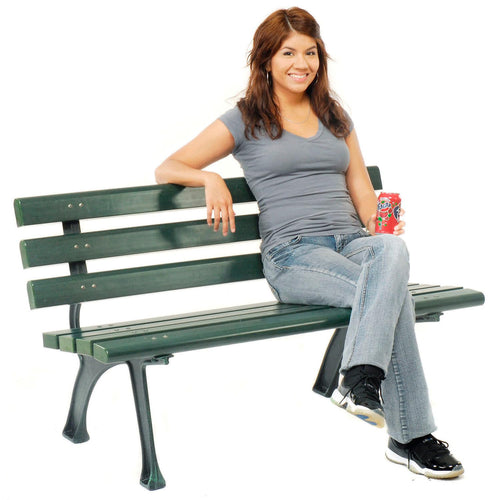 4ft Outdoor Park Bench with Backrest – Green