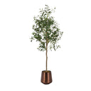 5 FT Faux Olive Tree with Bronze Metal Planter Pot