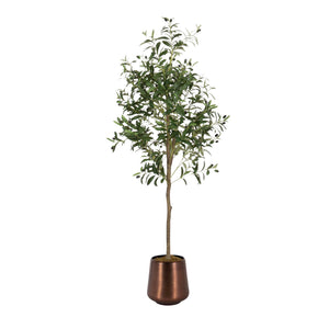 5 FT Faux Olive Tree with Bronze Metal Planter Pot