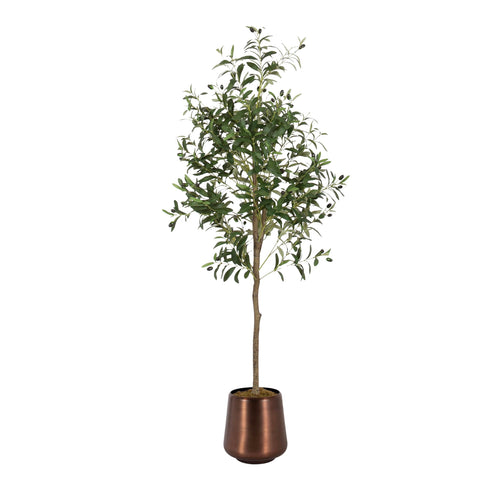 5 FT Faux Olive Tree with Bronze Metal Planter Pot