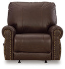 Traditional Leather Match Manual Recliner with Nailhead Trim