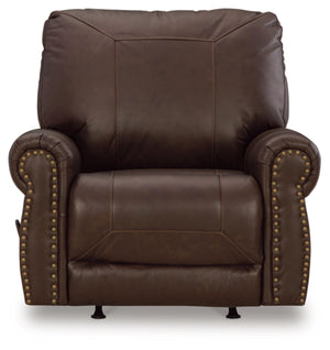 Traditional Leather Match Manual Recliner with Nailhead Trim