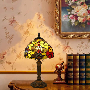 Tiffany Stained Glass Table Lamp – Rose & Grape Design