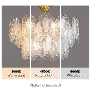 Gold Crystal Chandelier 3-Layer 6-Light Round Pendant Light