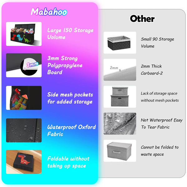Extra Large Collapsible Toy Box with Lid & Storage Organizer