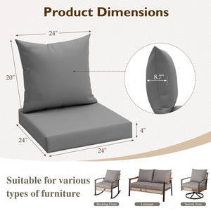 Outdoor Chair Cushions Set of 4 – 24x24 Waterproof Patio Seat & Back Cushions