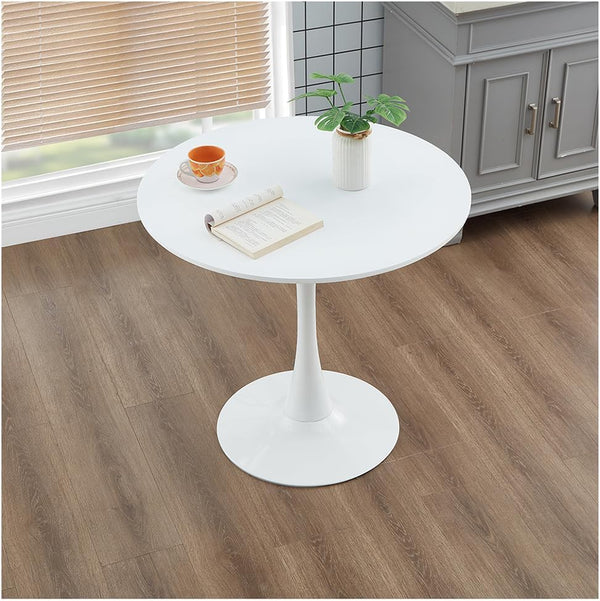 Round Tulip Dining Table – Mid-Century Modern, MDF Top, Metal Base