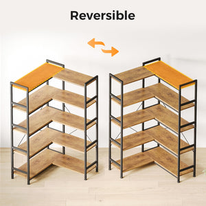 L-Shaped Corner Bookshelf with Metal Frame