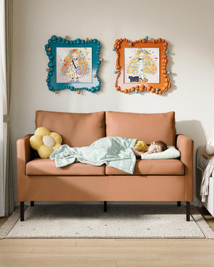 2-Seater Faux Leather Loveseat Sofa
