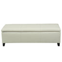 PU Leather Storage Ottoman Bench with Wood Frame, Ivory