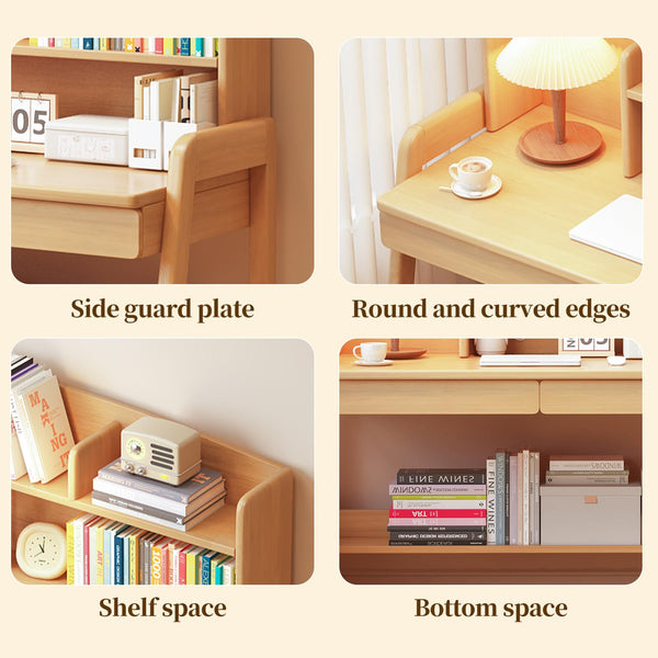 Kids Adjustable Study Desk with Bookshelf and Drawers