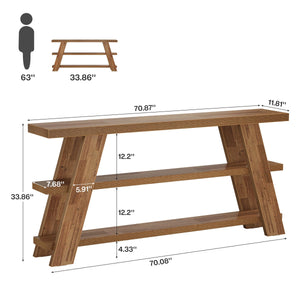 70.87" 3-Tier Narrow Console Table with Storage – Farmhouse Sofa & Entryway Table