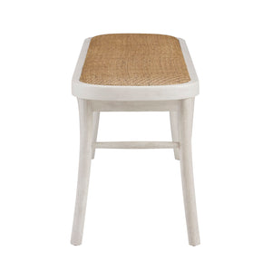 White Bentwood Bench with Rattan Seat