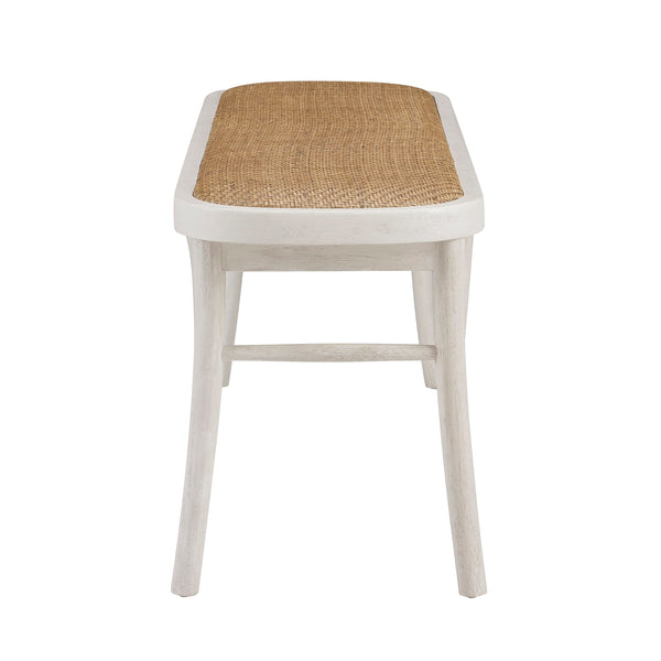 White Bentwood Bench with Rattan Seat