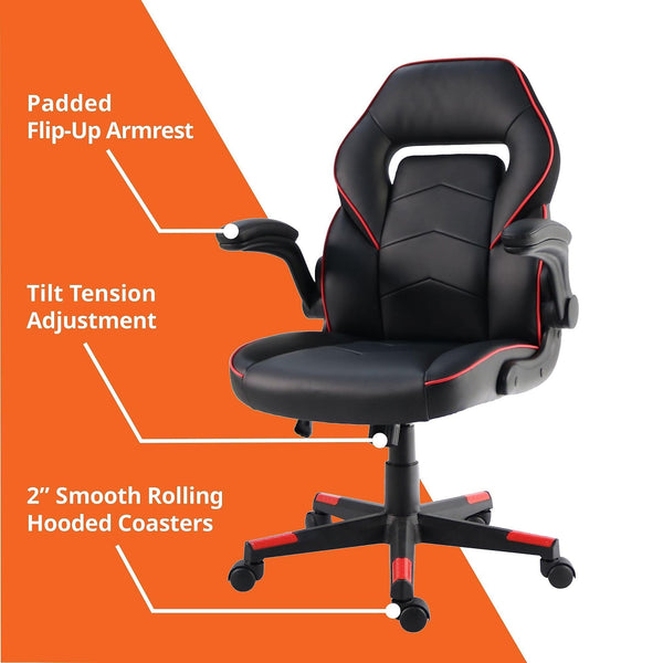 Ergonomic Gaming Chair with Flip-Up Armrests & 360° Swivel