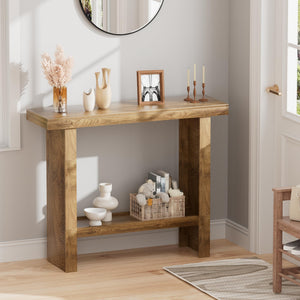 Farmhouse Console Table with Storage Shelves