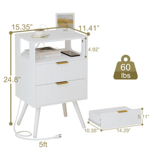Nightstand with Charging Station and LED Lights