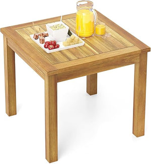 Teak Wood Outdoor Side Table – 20" Square Patio End Table