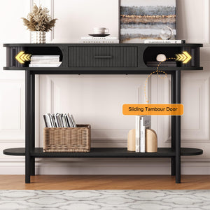 47-Inch Fluted Console Table with Drawers