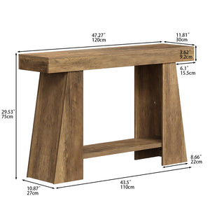 47-Inch 2-Tier Farmhouse Console Table with Storage Shelf