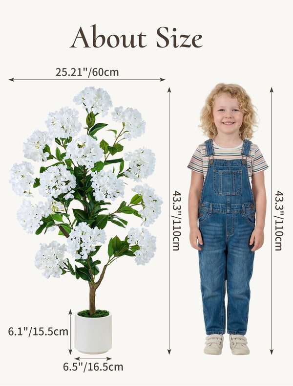 Artificial Crape Myrtle Tree Set of 2, 3.6ft with Pot
