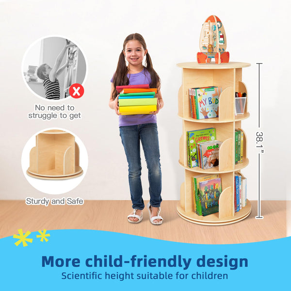 Rotating Corner Bookshelf – 2, 3 & 4-Tier Wood Bookcase