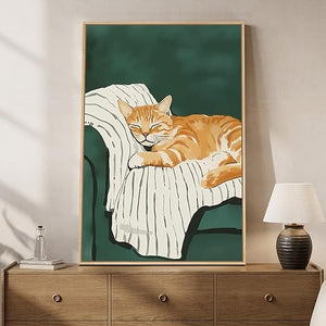 Framed Cat Canvas Wall Art 24x36 Inch