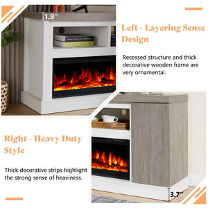 75" Farmhouse Fireplace TV Stand with 60" Electric Fireplace for TVs Up to 85"