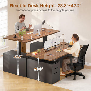 Electric Standing Desk with Drawers & Power Outlets – 55 Inch Adjustable Height