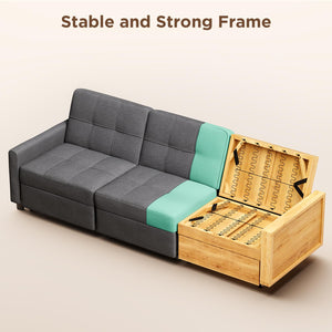 Convertible Sectional Sleeper Sofa with Adjustable Backrest & Ottoman