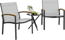 3-Piece Outdoor Rocking Bistro Set with Tempered Glass Table