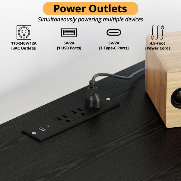 80 Inch 2-in-1 TV Stand for 85 Inch TVs with LED Lights & Charging Station