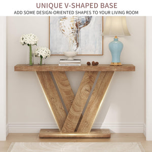 51-Inch Wood Console Table with V-Shaped Base