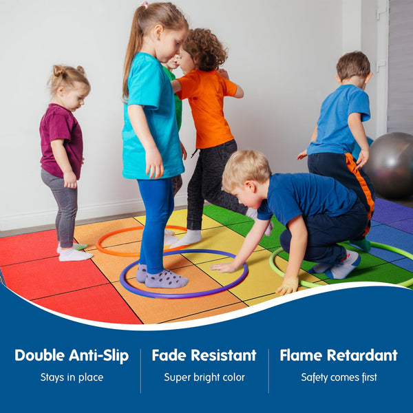Large Rainbow Classroom Rug with Non-Slip Backing