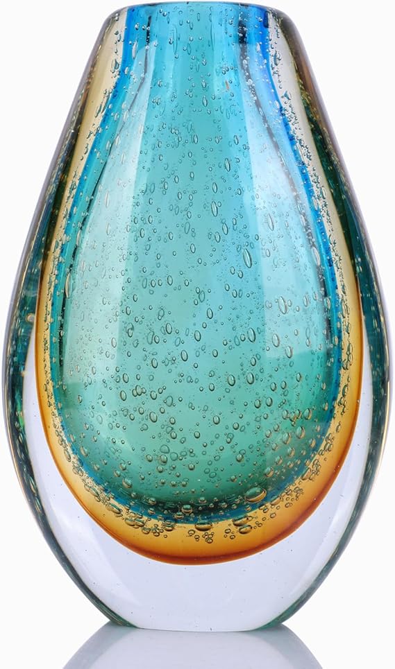 Hand Blown Glass Vase — Decorative Art Vase for Home Decor