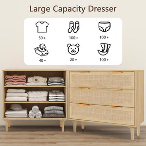 3-Drawer Rattan Dresser