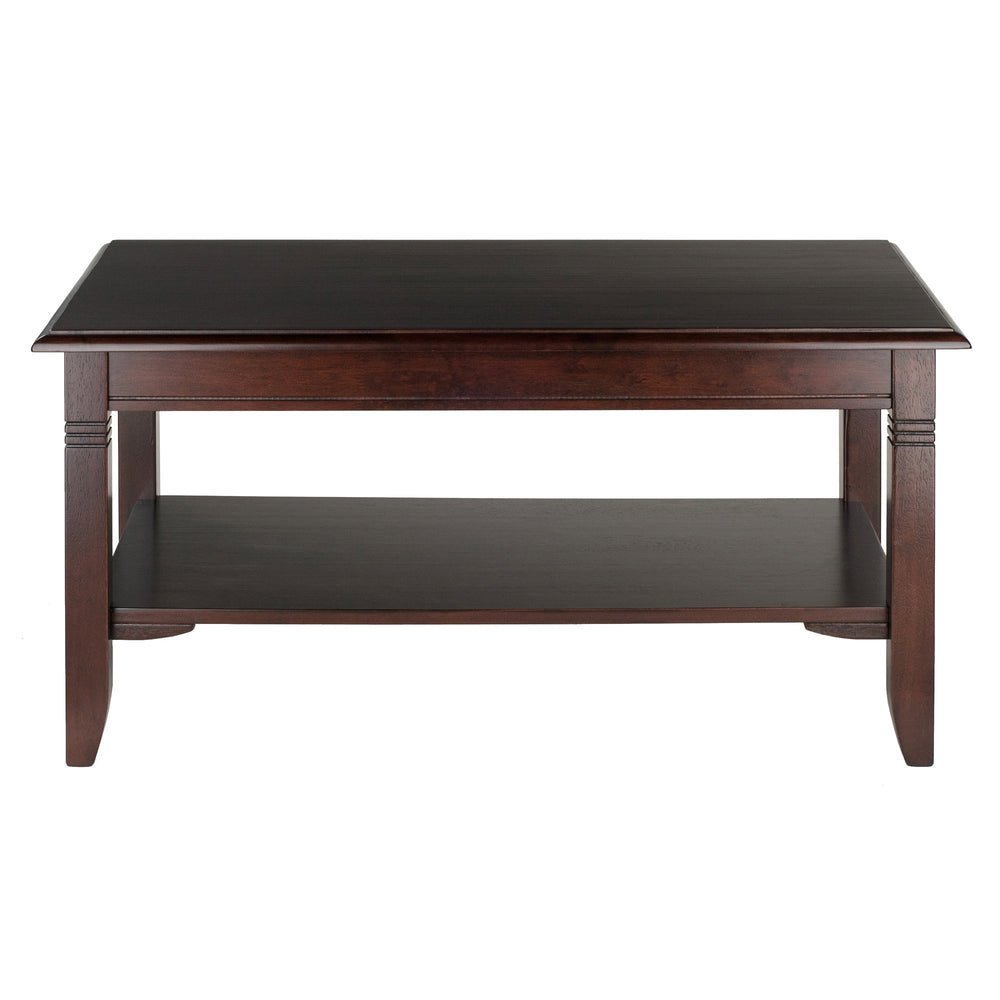 37" Transitional Coffee Table with Lower Storage Shelf