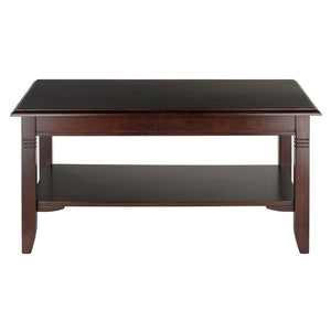 37" Transitional Coffee Table with Lower Storage Shelf