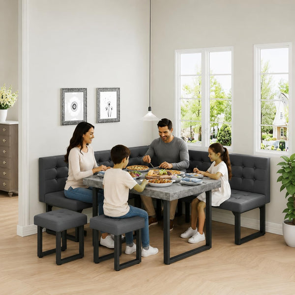 Corner Dining Table Set with Storage Bench