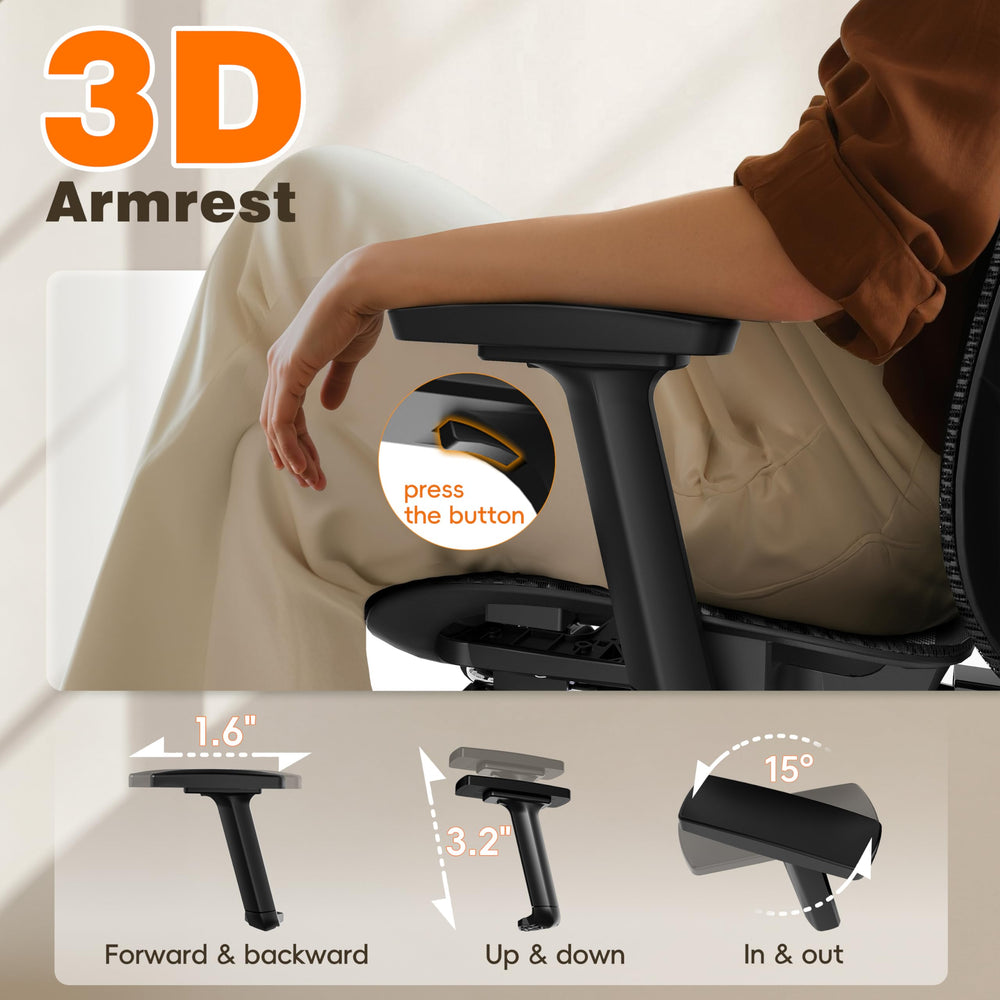 Ergonomic Mesh Office Chair with Footrest, Reclining Back & Adjustable Lumbar Support