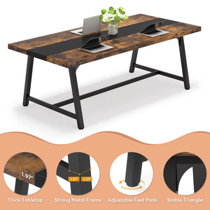 Large Rectangular Dining Table – Metal Frame, Seats 6–8